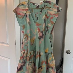 A.L.C. Green and Pink Patterned Dress